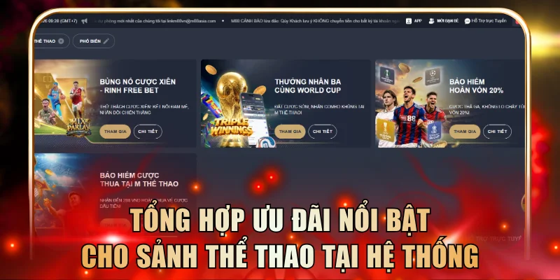 Tổng hợp ưu đãi nổi bật cho sảnh Thể Thao tại hệ thống