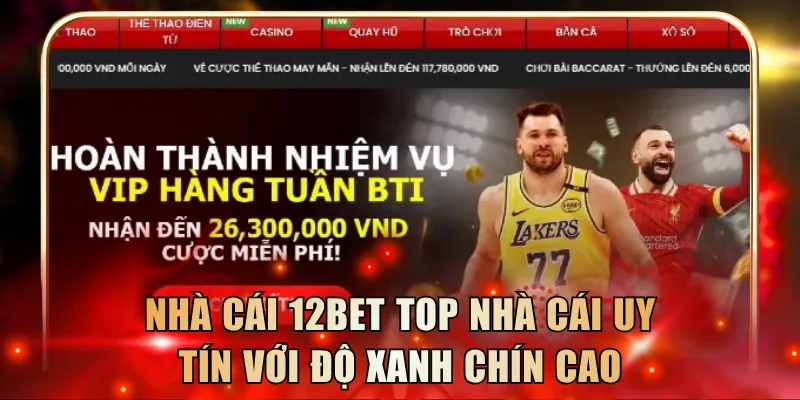 Nhà cái 12BET top sân chơi uy tín với độ xanh chín cao